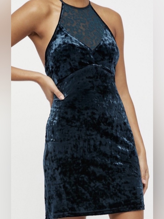 Free People Dresses & Skirts - Intimately Free People Medium Velvet Lace Sleeveless Mini Dress Emerald Green